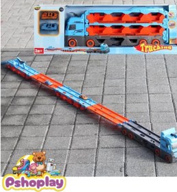 Resim Pshoplay Mega Yarış Pistli Dev Taşıyıcı Tır – 24 Araç Kapasiteli, 2 Mini Yarış Arabalı, 44 cm 