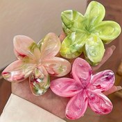 Resim 3 adet Kadın Bohem Çiçekli Saç Tokası - Hafif Plastik Gül Pembe ve Yeşil Mermer Tasarım, Günlük Kullanım için Şık Saç Tokaları, Partiler, At Kuyrukları, Makyaj ve Sevgililer Günü Aksesuarları, Saç Aksesuarları 