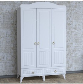 Resim Sude Membran Country 3 Kapaklı Dolap - Beyaz 