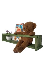 Resim RealWood Ahşap Dekoratif Çocuk Odası Rafı, Mutfak Rafı, Montessori Kitaplık 55 Cm. 