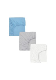 Resim 3 Adet Pamuklu Ve Lastikli 60 X 120 Cm Penye Bebek Çarşaf-mavi 