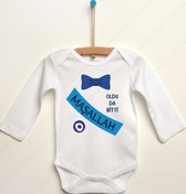 Resim Hediyenza Mavi Papyon Baskılı Sünnet Baskılı Uzun Kollu Bebek Body & Zıbın 