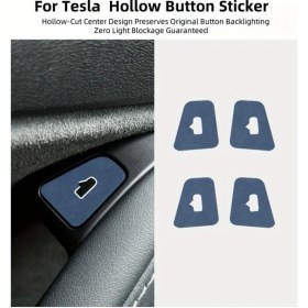 Resim Hightower Tesla Model 3/y Kapı Buton Sticker Mavi Faux Leather Işık Açık Hatırlatıcı Dekor 