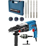 Resim Millian Italyan 3200 W Bakir Sargili Kırıcı Hilti Matkap - Metal Şanzumanlı 5 Adet Uç Yedek Mandrenli 