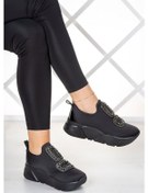 Resim Erkan Saçmacı Almendra Siyah Streç Taşlı Sneaker Siyah 
