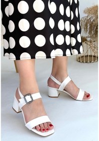 Resim Celira Year Beyaz Cilt Topuklu Ayakkabı Çok Renkli 
