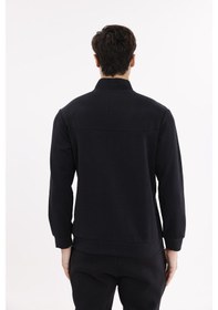 Resim Rowinger Modal Karışımlı Dik Yaka Tam Fermuarlı Yan Şerit Detaylı Cepli Spor Eşofman Üstü Black 