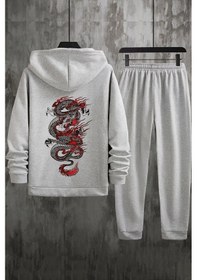 Resim Uyguntarz Unisex Chinesebox Baskılı Eşofman Takımı Gri 