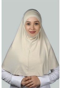 Resim Altobeh Hazır Türban Peçeli Pratik Eşarp Tesettür Nikaplı Hijab - Namaz Örtüsü Sufle (XL) - Krem 
