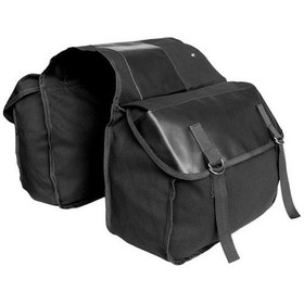 Resim Taşınabilir Kanvas Motosiklet Heybe Çift Taraflı Arka Koltuk Saklama Bagaj Çantası Siyah 