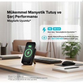 Resim Ttec 2BB236S Recharger M 5.000 mAh Magsafe Uyumlu PD 20W Lightning Ve USB-C Dahili Kablolu Stantlı Powerbank 