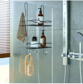 Resim Teknotel Iki Katlı Duşakabin Banyo Rafı Mat Siyah Bk062 Çok Renkli 