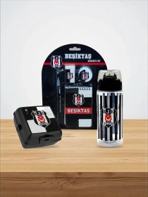 Resim Beşiktaş Taraftar 4 Bölmeli Beslenme Kutusu Çizgili 500 Ml Matara Kırtasiye Seti Siyah - Beyaz 