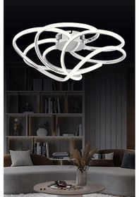 Resim Pl 08 6 Model Krom 3 Renkli Salon Ve Oturma Odası İçin İdeal Alüminyum Avize, 50x25 Krom 