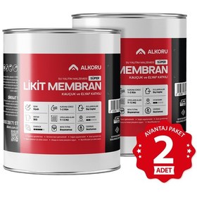 Resim Alkoru 2 Adet 5 Kg Süper Likit Membran Kauçuk Ve Elyaf Katkılı Sıvı Su Yalıtım Malzemesi Avantaj Paket 