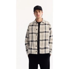 Resim AVVA Erkek Ekru Klasik Yaka Soft Touch Ekoseli Comfort Fit Gömlek Ceket A52Y2008 