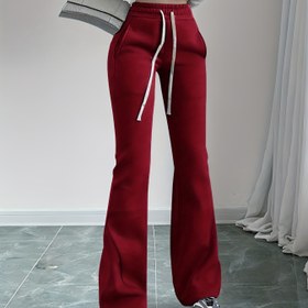 Resim Kadınlar İçin Yüksek Bel Daralan Geniş Paça Pantolon - Bej Tüm Sezonluk Çekme Bağcık ve Manşetli Kenarlı Şalvar, Günlük ile Resmi Kullanım için, 24 Saat Giyim, 24 7 Makinede ykanabilir. Her Durum iç ın: Mevsimlik Düz Renk, orta Esnek Bedeniyle Rahat, şekillendirmeli Silueti rahatsız etmezken genel olarak kabul edilir, örtülmüş ön bacaklarıyla her duruma uygundur 