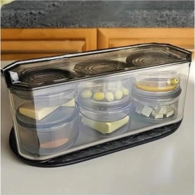 Resim AyrStore 7 Parça Kristal Saklama Kutulu Vakum Kapaklı Kahvaltı Seti | 7'li Kahvaltılık Set Antrasit 