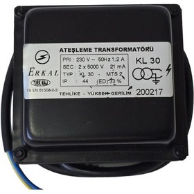 Resim Erkal Kl30 Ateşleme Trafosu 230v 50hz 1.2a 2x5000v 21ma Ip44 