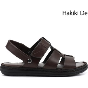 Resim Gönderi(r) Erkek Kahverengi Hakiki Deri Comfort Sandalet 