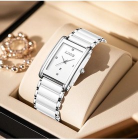 Resim Fochsia Lıge Kadın Seramik Kare Saat Siyah Kadran Altın İbile Silvery White Diğer 