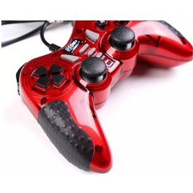 Resim Double Shock 12 Fonksiyon Tuşu Usb Bilgisayar Kablolu Oyun Kolu Kırmızı 