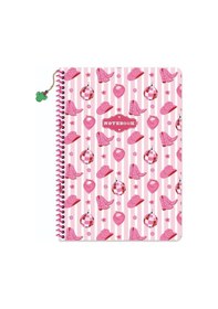 Resim Keskin A4 Çizgili Spiralli Charmlı Kovboy Defter - Pembe Çok Renkli 
