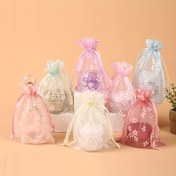 Resim 10 Adet, Organze Çekmeli Hediye Çantası, Baskılı Çekmeli Çanta, Düğün Partisi Hediye Çantası, Atıştırmalık Çikolata Paketleme Çantası, Mücevher Paketleme Çantası 