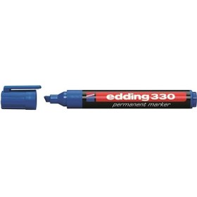 Resim Edding 330 Mavi Permanent Kesik Uç Marker Kalem Mavi 
