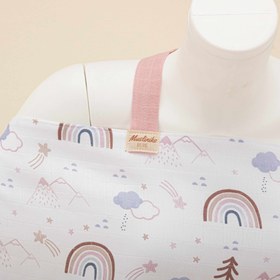 Resim Çift Katlı Muslin Emzirme Önlüğü - Pastel Gökkuşağı 