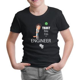 Resim Trust me I'm an Engineer Siyah Çocuk Tshirt 