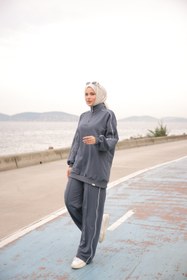Resim Ryzi Moda Kadın Tesettür Eşofman Takımı Fermuarlı Alt Üst Takım 