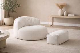 Resim Mila Modell Krem Puff & Armut Koltuk Relax Koltuk & Ayak Puflu 