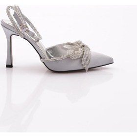 Resim Dgn 6712 Kadin Taş Kurdela Desenli Abiye Topuklu Ayakkabi 6712-424-R8358 