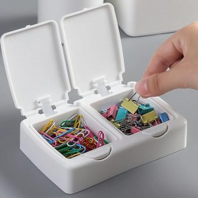 Resim Kompakt Beyaz Plastik Saklama Kutusu Dudağa Kapatma Kapaklı - Küçük Eşyalar, Takılar, Pamuklu Çubuklar ve Pedler için Toz Geçirmez Masa Düzenleyici - Ev veya Ofis Kullanımı İçin Mükemmel, Sevimli Ofis Malzemeleri 