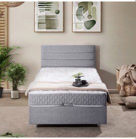 Resim Sofia Tek Kişilik Baza Başlık Comfort Yatak Seti Açık Gri 90 x 190 