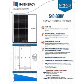 Resim Im Enerji 550W 144HC Bifacial Güneş Paneli 
