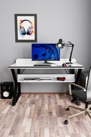 Resim Evdemo Pulsar Oyuncu Masası Çalışma Ofis Masası Gaming Masa Beyaz 