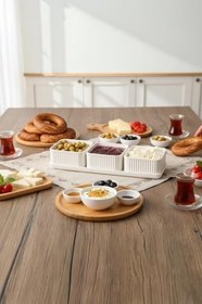 Resim Valverdi - 3'lü 7 Parça Kahvaltılık Kahvaltı Seti Sunum Seti 