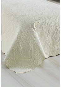 Resim Tek Kişilik Düz Renk Kapitone Yatak Örtüsü, Sade Ve Şık Görünüm 175 X 250cm Krem 