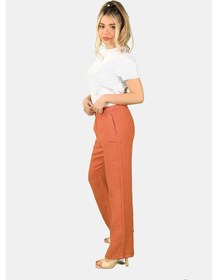 Resim Balins Beli Lastikli Keten Pantolon Kiremit 