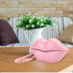 Resim Xindoker Ev Ve Ofis Kullanıma Uygun Pembe Dudak Şeklinde Avrupa Stili Dayanıklı Plastik Telefon 