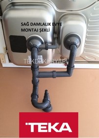 Resim Teka 1,5 Göz Taşmalı Evye Sifon Takımı 