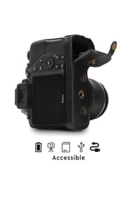 Resim MegaGear Nikon D3500 Suni Deri Fotoğraf Makinesi Kılıfı 