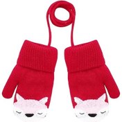 Resim Bebek Erkek Kız Kış Örgü Eldivenler Sıcak Polar Astarlı Eldivenle Kırmızı 
