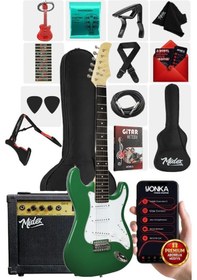 Resim Midex Age-80gr Amfili Full Elektro Gitar Seti 4/4 Yetişkin 39 İnç Green 