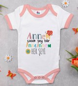 Resim Bitmeyen Kartuş Bk Kids Annem Çok Şey Bilir Tasarımlı Pembe Bebek Body Zıbın-1 