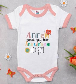Resim Bitmeyen Kartuş Bk Kids Annem Çok Şey Bilir Tasarımlı Pembe Bebek Body Zıbın-1 