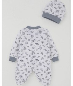 Resim Breeze Erkek Bebek Patikli Tulum Uzay Temalı Minik Astronat Desenli 0-6 Ay, Beyaz 