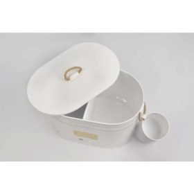 Resim Evistro Büyük Boy 2 Bölmeli Lüx Metal Patates-Soğan-Sarımsak Kovası Beyaz 